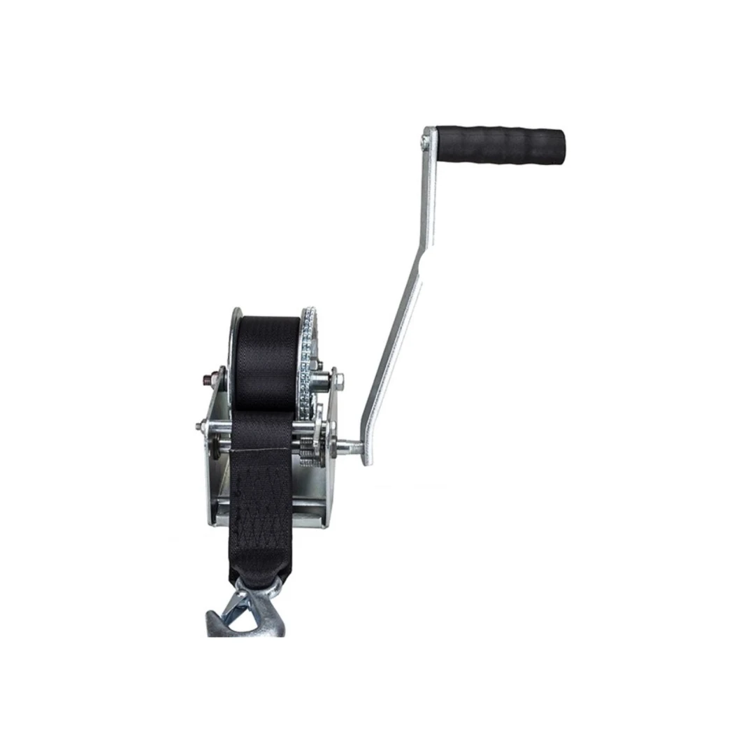 1, 100 Lbs. Single Speed Hand Winch with 20′ Strap - 7" Handle