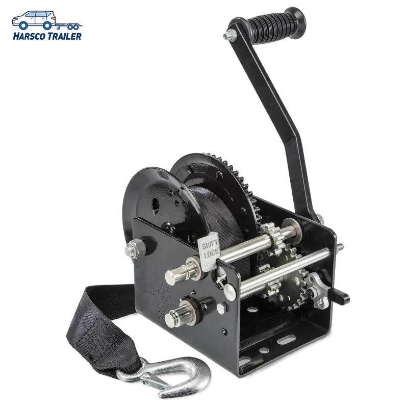 2500lb Black Hand Winch with Brake for Marine Boat Trailer