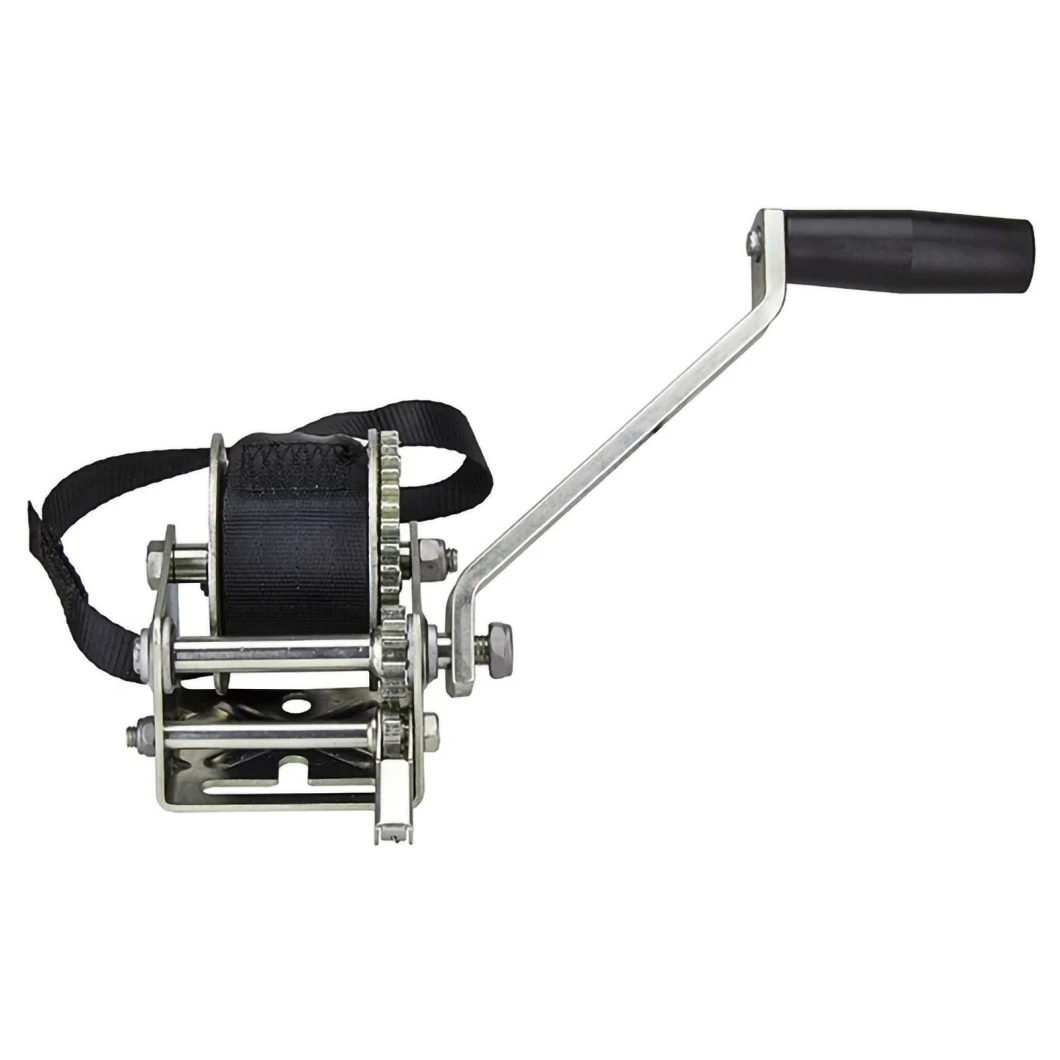 OEM Single Speed Hand 900 Lbs Winch with 12′ Strap - 6" Handle