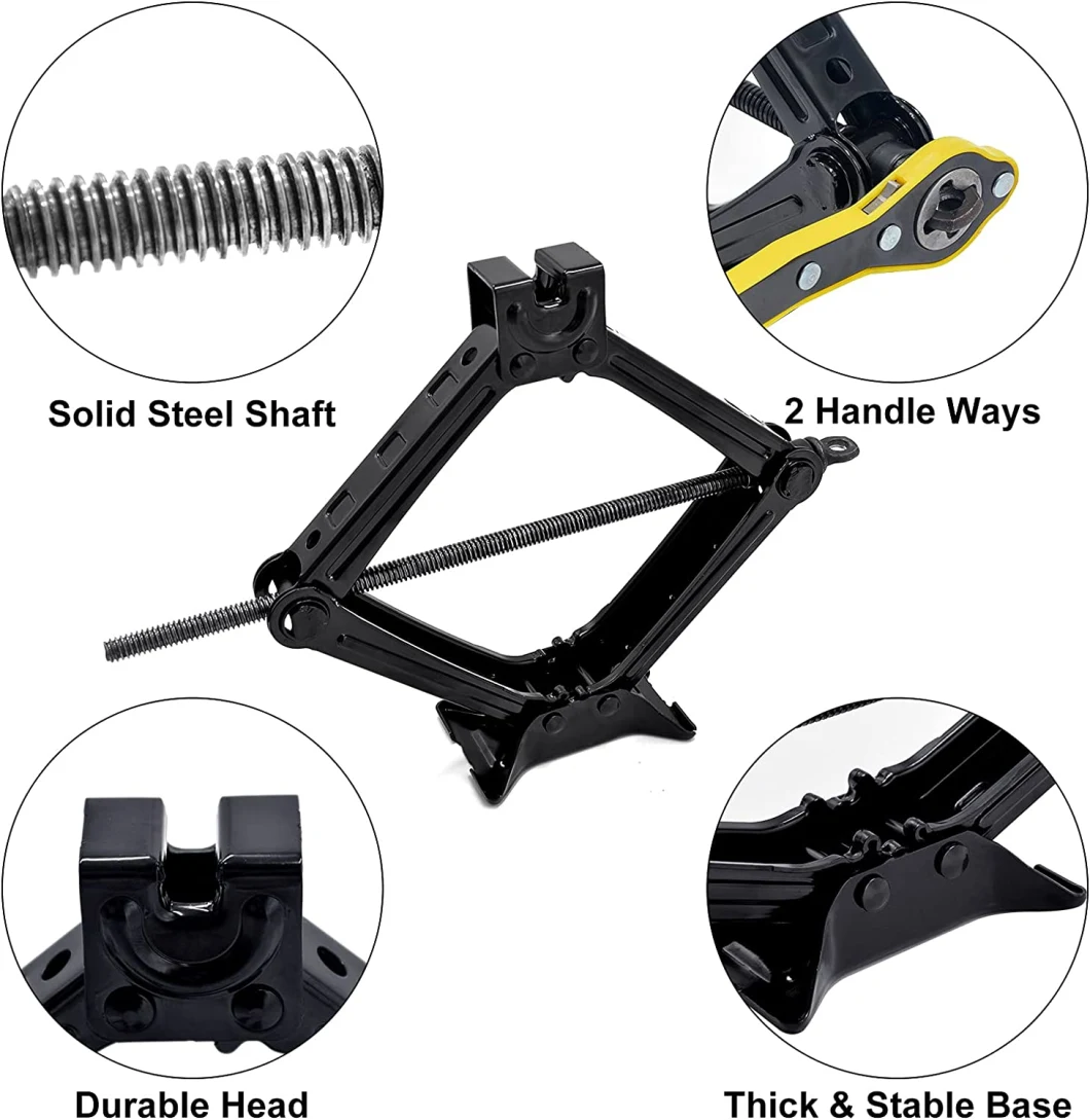 Mechanical Scissor Lift Jack 2ton Capacity with Hand Crank/Wrench/Lug Wrench for Car Truck Sedan