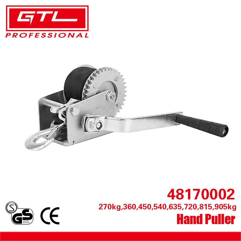 Dual Gear Towing Hand-Cranking 2000lbs/905kgs Capacity Manual Winch, Hand Winch with 8m Strap (48170002-8)