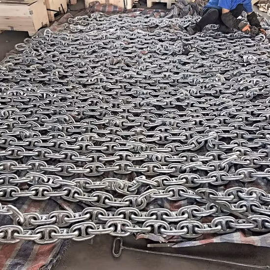 Cadena de ancla marina y accesorios de eslabones de espárragos galvanizados en caliente